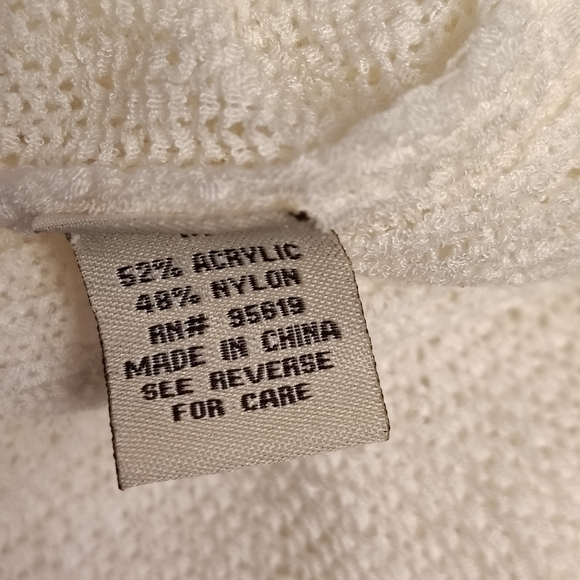 Medium Ivory Colored Open Cardigan With Crochet Back Cottage Coquette - Picture 9 of 9